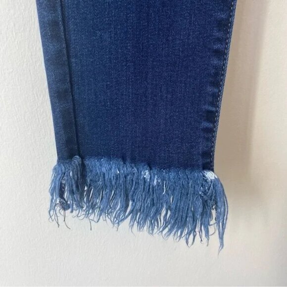 Just Black Denim Dark Wash Frayed Ankle Skinny Jeans - Picture 5 of 8